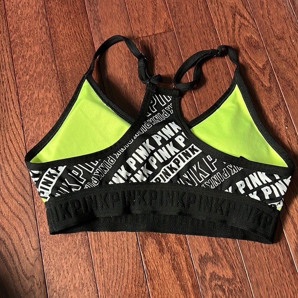 PINK Neon Yellow Padded Sports Bra Women’s Size Small - Picture 2 of 4
